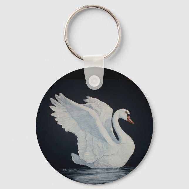 White Swan Key Ring (Front)