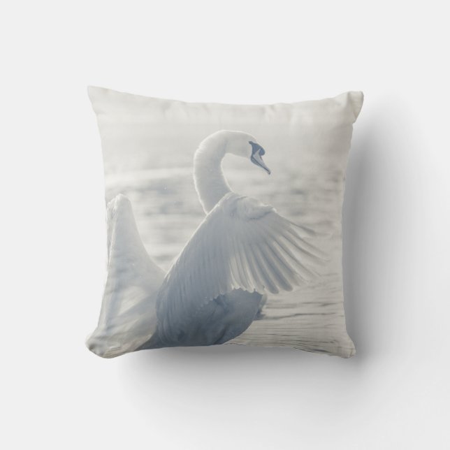 White Swan Nature Photo Cushion (Front)