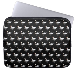 White swan on black laptop sleeve