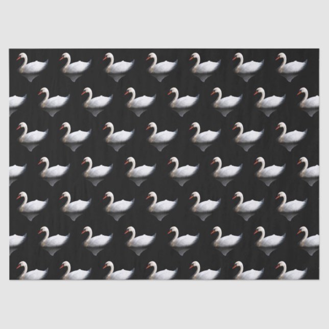 White swan on black tissue paper (Front)