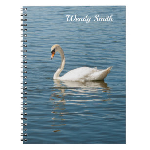 White Swan On Blue Lake Notebook