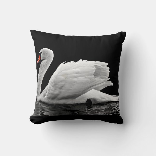 White Swan on Lake Cushion (Front)