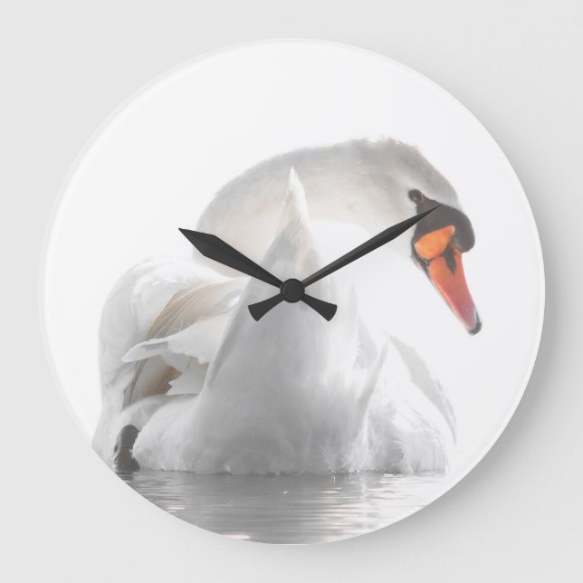 White Swan on Water Large Clock (Front)