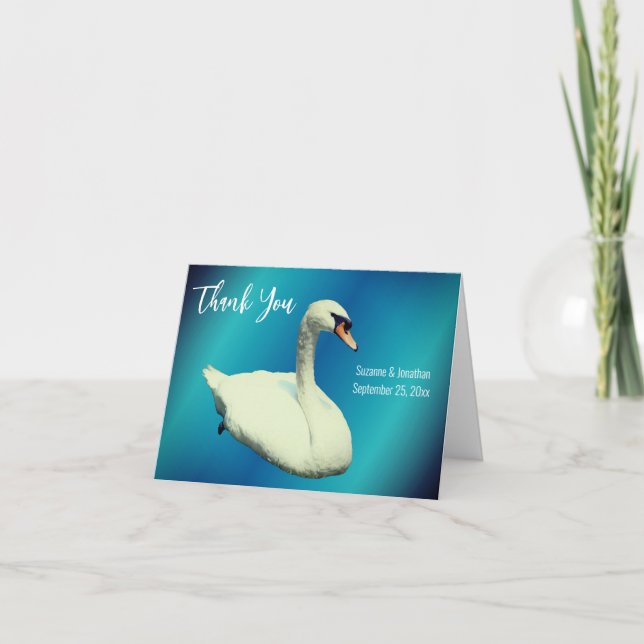 White Swan Personalised Wedding  Thank You Card (Front)