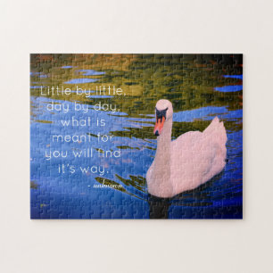 White Swan Photo with Motivational Quote Jigsaw Puzzle