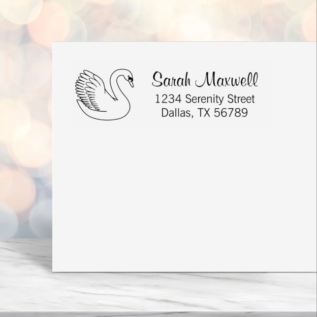 White Swan Return Address Self-inking Stamp (Creator Uploaded)
