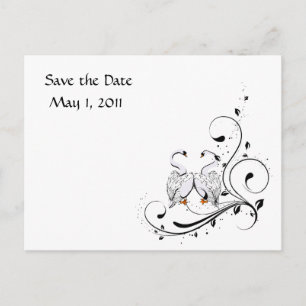White Swan Save the Date Announcement Postcard