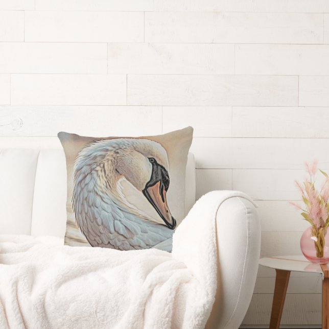 *~* White Swan  SC1 Detailed Feathers Cushion (Couch)