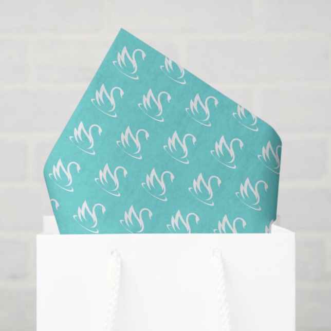 White Swan Silhouette on Robin Egg Blue Tissue Paper (Gift Bag)