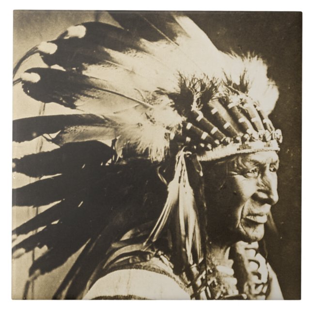 White Swan Sioux Indian Chief Tile (Front)