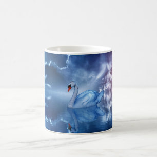 White Swan Swimming in a Fantasy Heavenly Lake Coffee Mug