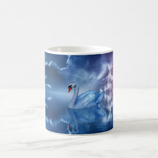 White Swan Swimming in a Fantasy Heavenly Lake Coffee Mug