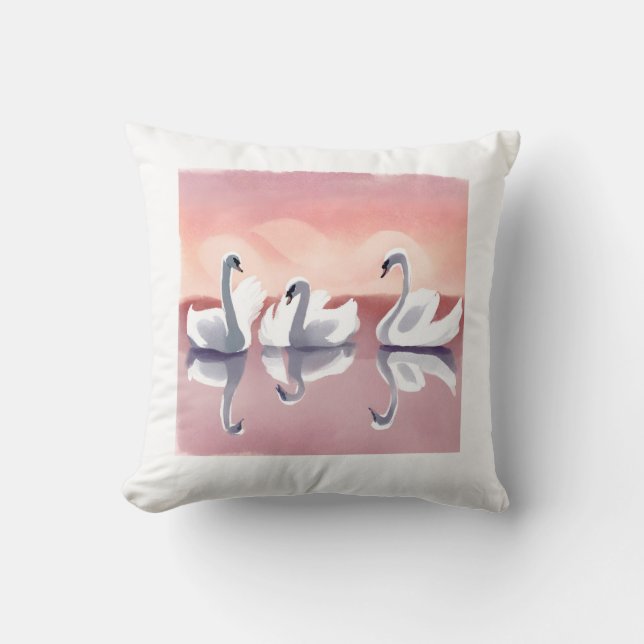 White Swan Throw Pillow  (Front)
