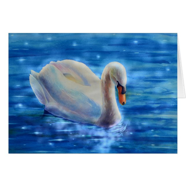 White swan watercolor painting  (Front Horizontal)