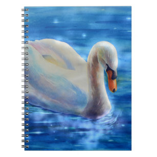 White swan watercolor painting notebook
