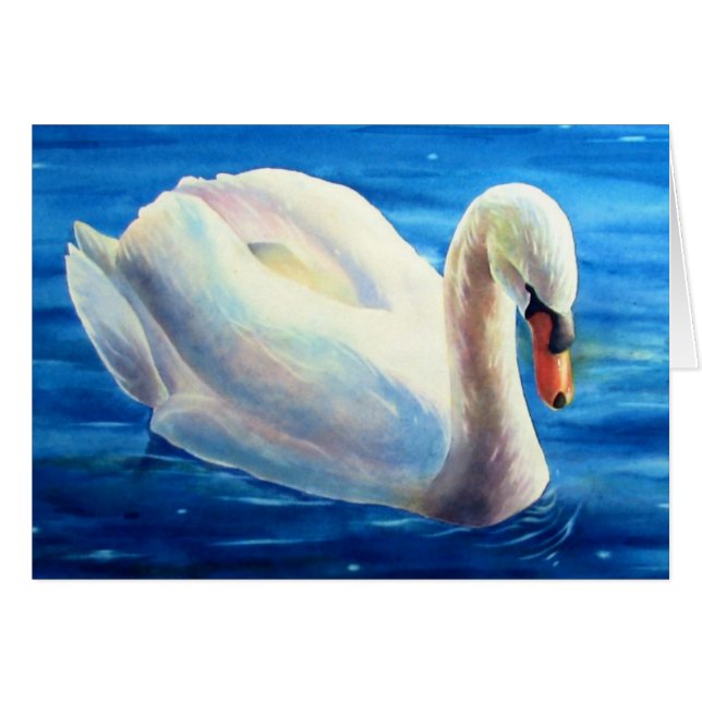 White swan watercolor painting, waterfowl, bird (Front Horizontal)