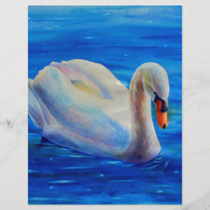 White swan watercolor painting, waterfowl, bird