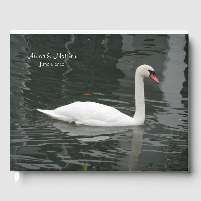 White swan wedding with name guest book (Front)