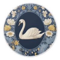 White Swan William Morris style Left facing Bird