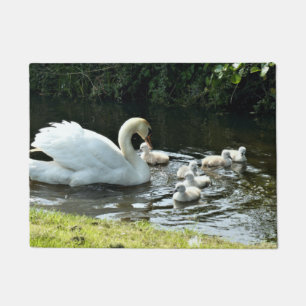 White Swan with Chicks Doormat