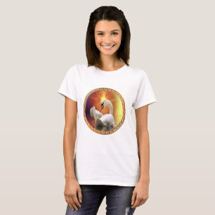 White Swan with gold and orange backdrop T-Shirt