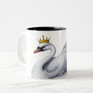 White Swan with Gold Crown Two-Tone Coffee Mug