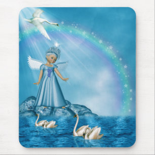 White Swans And Angel Mouse Mat