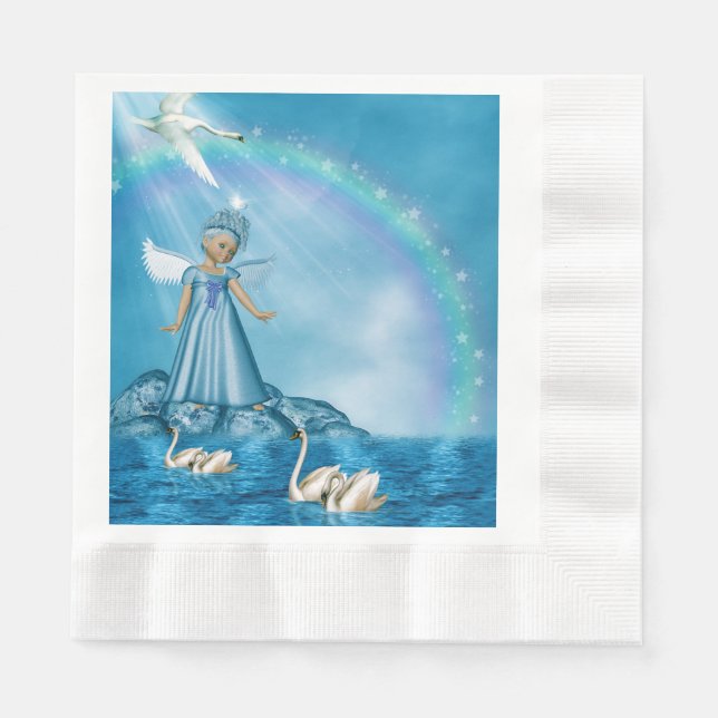 White Swans And Angel Napkin (Front)
