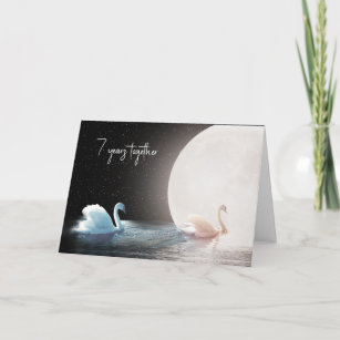 White Swans and Moon 7th Anniversary  Card