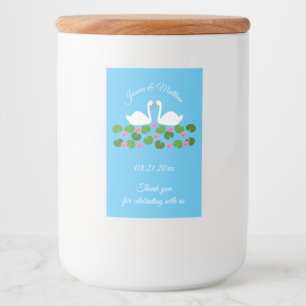 White Swans and Water lilies Wedding Custom Food Label