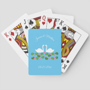 White Swans and Water lilies Wedding Custom Playing Cards