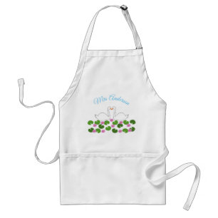 White Swans and Water lilies Wedding Custom Standard Apron