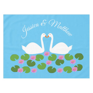 White Swans and Water lilies Wedding Custom Tablecloth