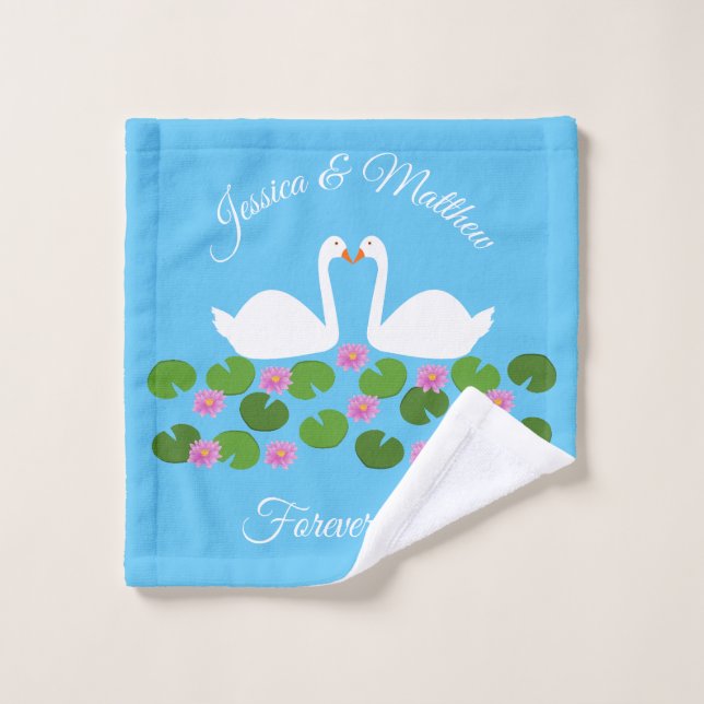 White Swans and Water lilies Wedding Custom Wash Cloth (Wash Cloth)