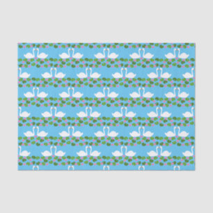 White Swans and Water lilies Wedding Patterned Tissue Paper