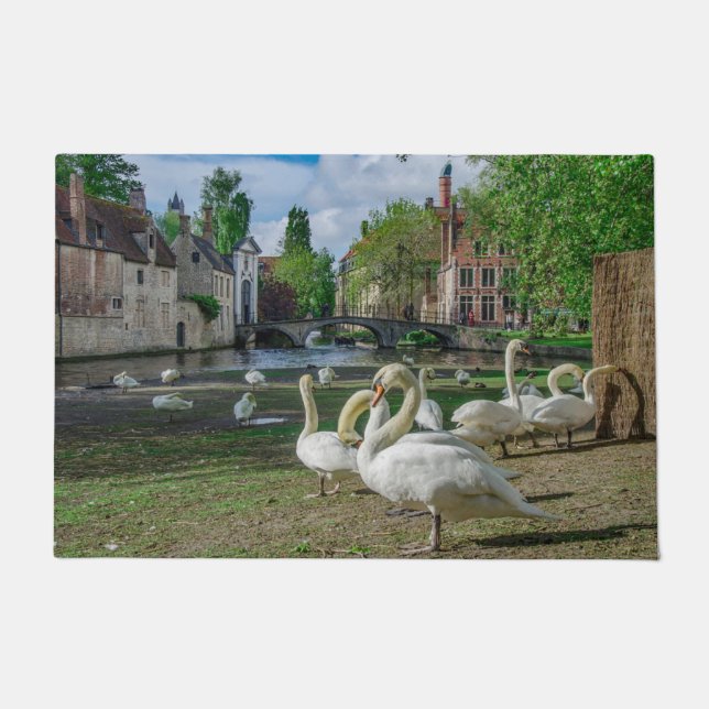 White swans in Bruges Doormat (Front)
