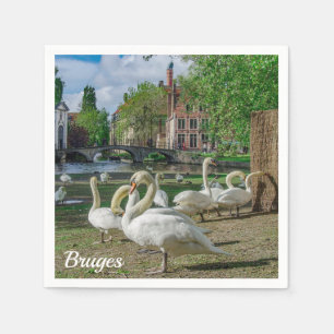 White swans in Bruges Napkin