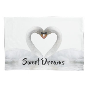 White swans in love sweet dreams pillowcase