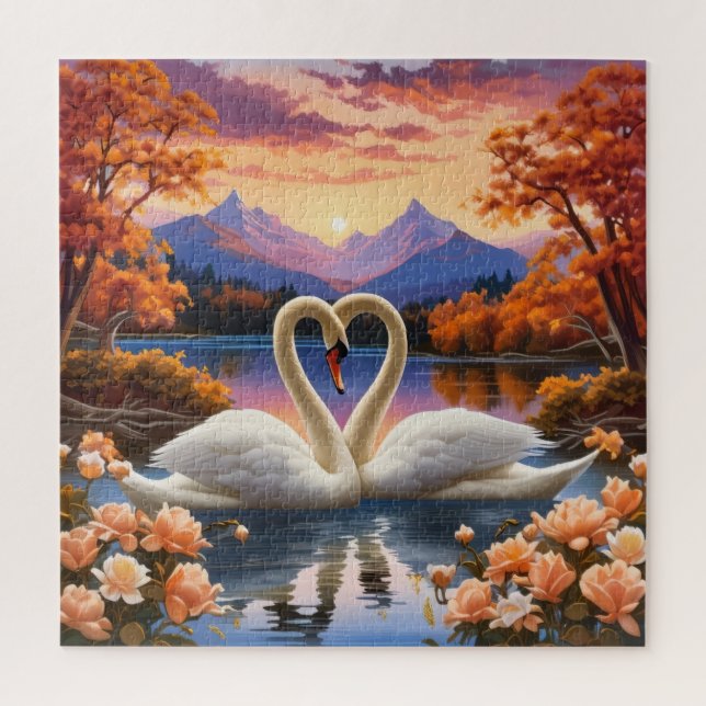 White swans jigsaw puzzle (Vertical)