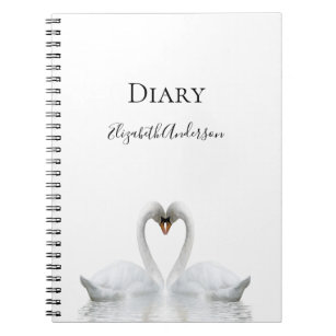 White swans love white name diary college ruled notebook