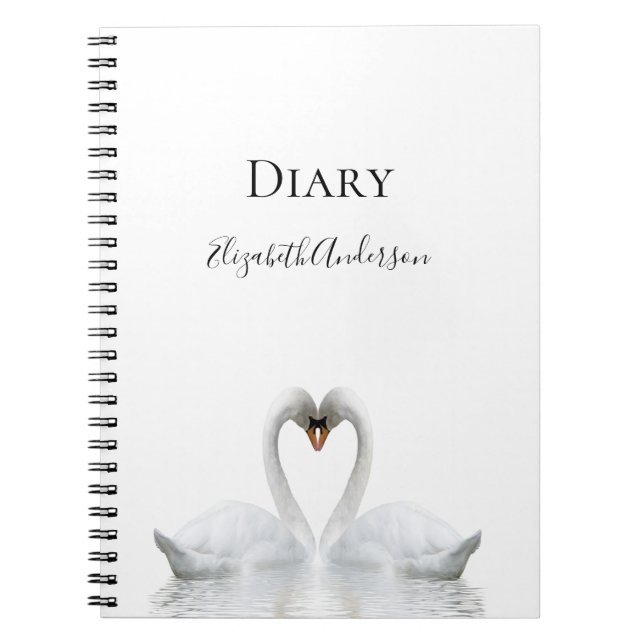 White swans love white name diary college ruled notebook (Front)