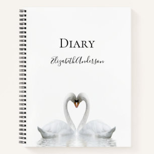 White swans love white name diary notebook