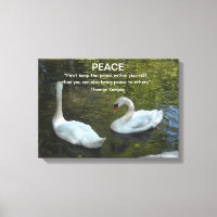 White Swans on the Water With Peace Quote