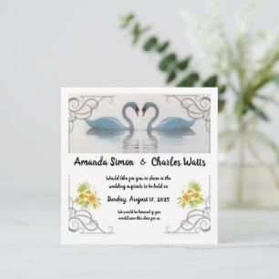 White Swans Save the Date Invitation