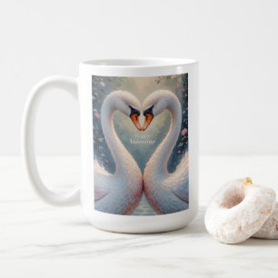 White Swans Valentine Romantic Love Birds Coffee Mug
