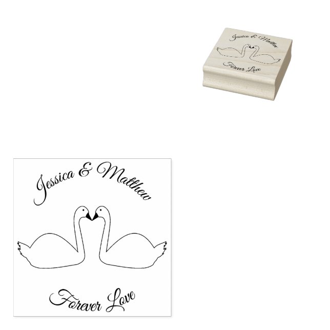White Swans Wedding Custom Rubber Stamp (Stamped)