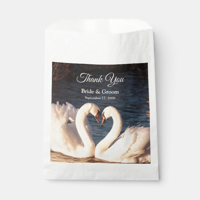 White Swans Wedding Favour Bag (Front)
