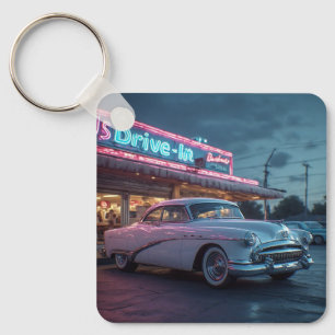 White Sweepspear Hardtop Coupe Vintage Luxury Car Key Ring