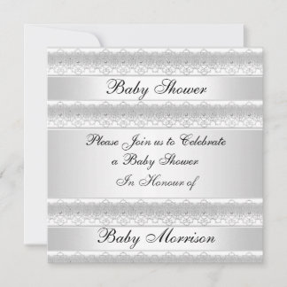 White sweet Baby Shower Party  Invitation