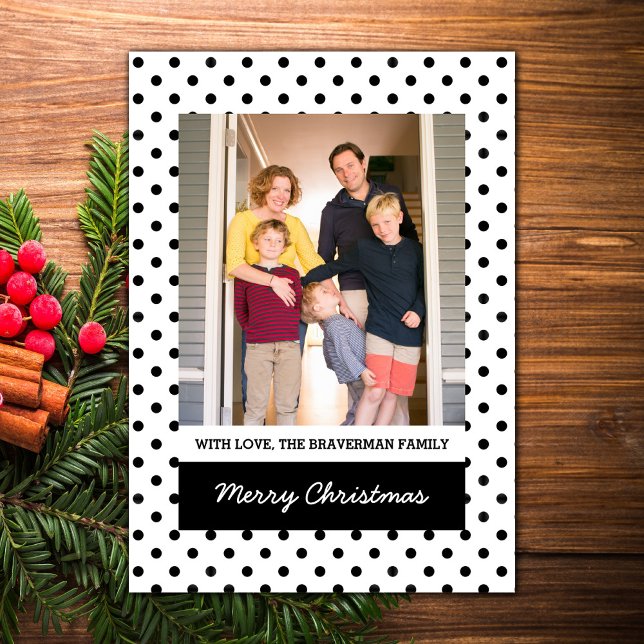 White Sweet Polka Dot Holiday Photo Flat Card (White Sweet Polka Dot Holiday Photo Card)